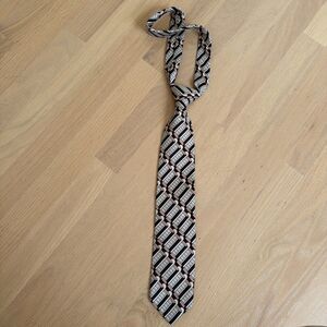 Vintage Pierre Cardin Silk Tie Brown Mid Century Print MCM